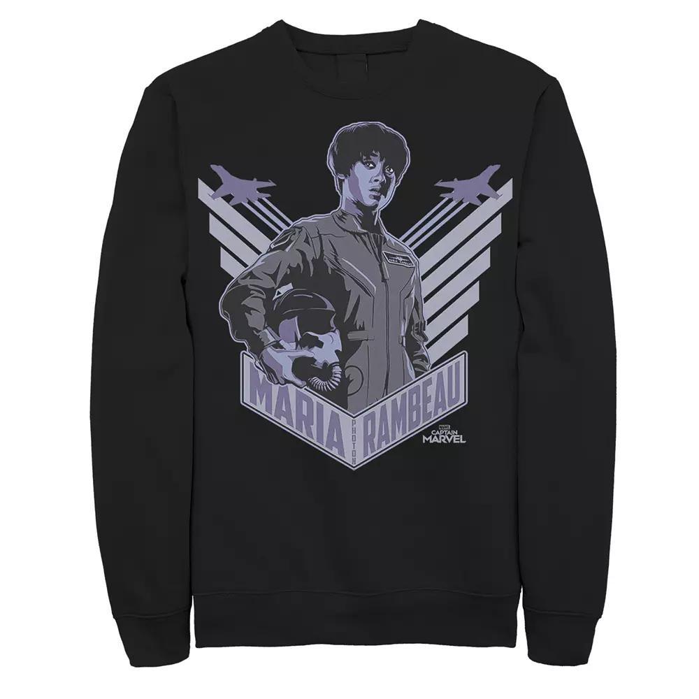 Men's Captain Marvel Wings Sweatshirt, Size: 3XL, Black Product Image