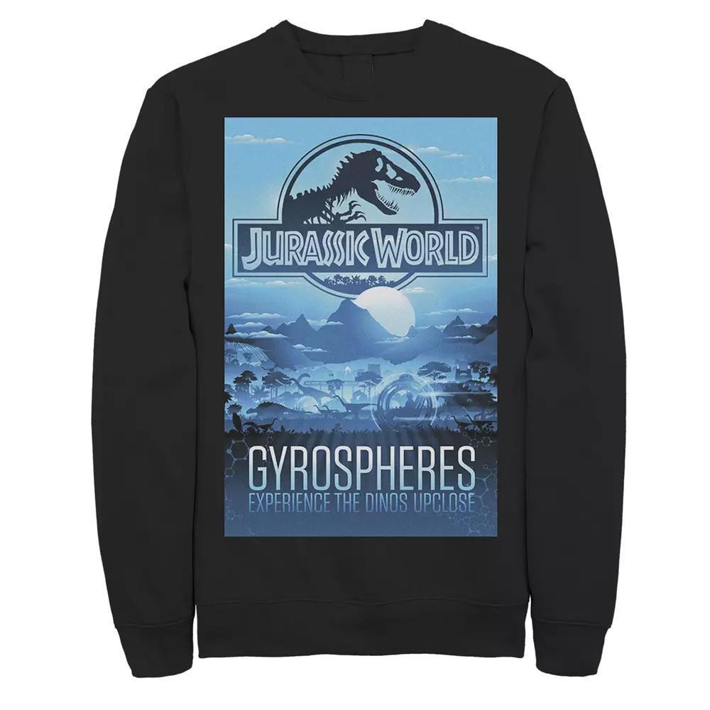 Men's Jurassic World Gyrospheres Tour Park Poster Graphic Graphic Fleece Pullover Pullover, Size: 3XL, Black Product Image