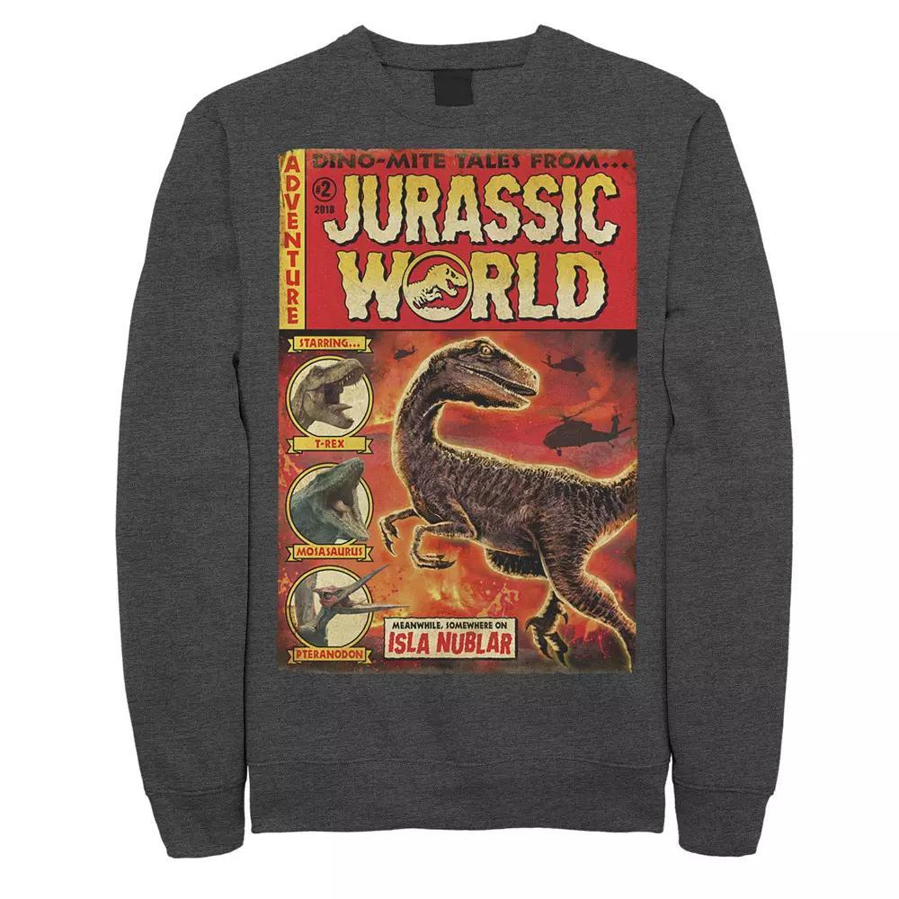 Men's Jurassic World Two Dino-Mite Tales Vintage Fleece, Size: Large, Athletic Grey Product Image