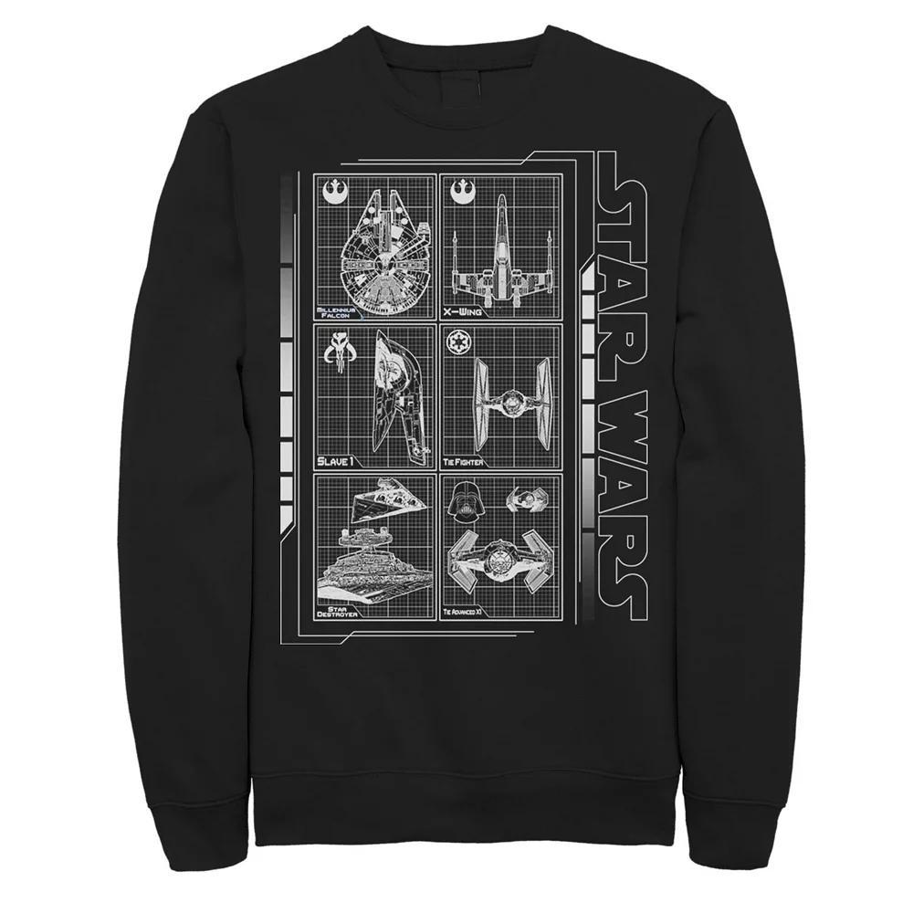 Men's Star Wars Battle Ships Schematic Sweatshirt, Size: Large, Red Product Image