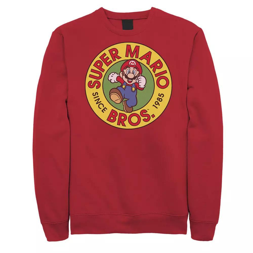 Men's Nintendo Super Mario Bros Since 1985 Badge Sweatshirt, Size: Medium, Red Product Image