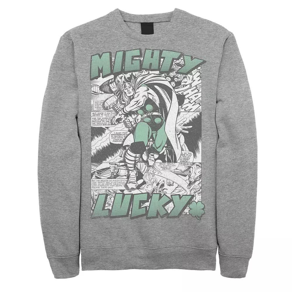 Men's Marvel Thor Mighty Lucky St. Patrick's Sweatshirt, Size: XXL, Athletic Grey Product Image