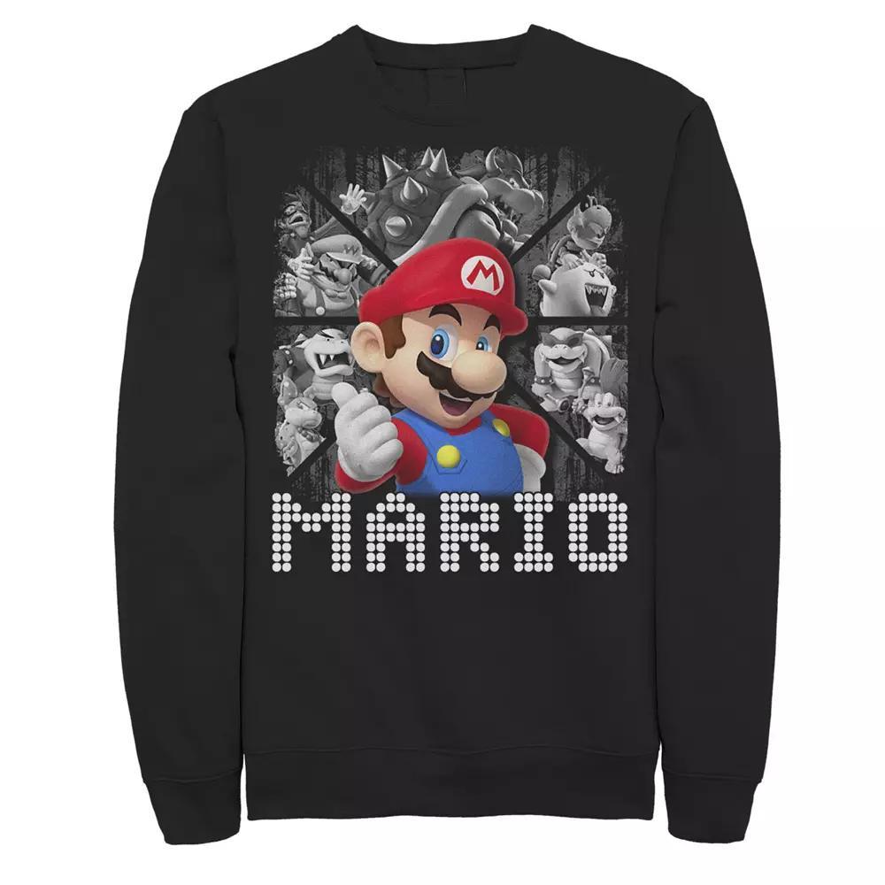 Big & Tall Nintendo Super Mario Bros Characters Background Fleece Sweatshirt, Men's, Size: 4XL Tall, Black Product Image