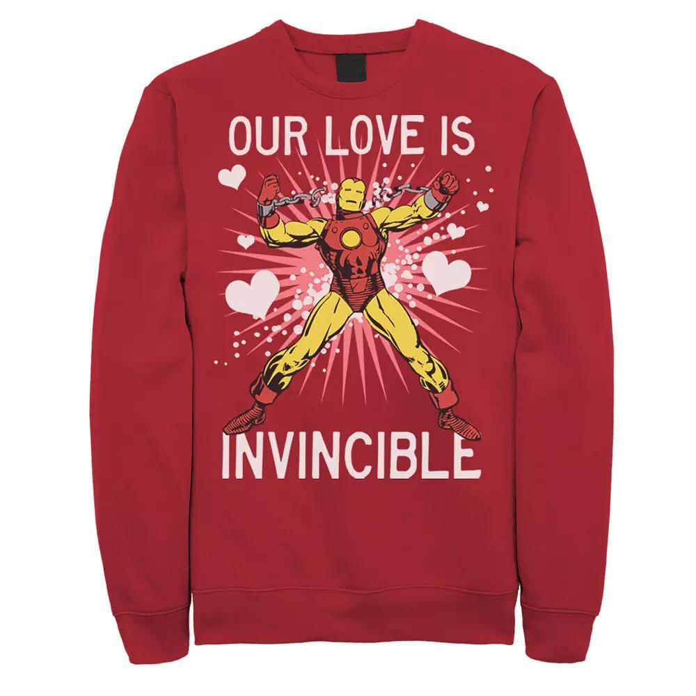 Men's Marvel Iron Man Our Love Is Invincible Graphic Fleece Pullover, Size: XL, Red Product Image