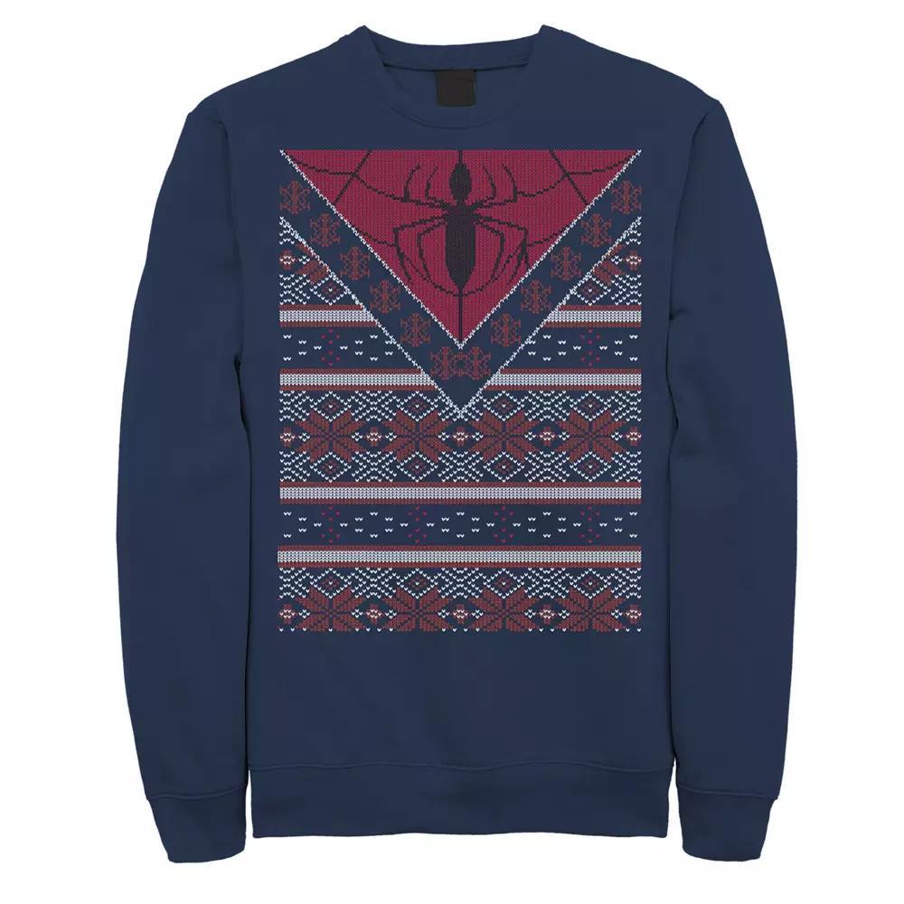 Men's Marvel Spider-Man Knit Style Logo Sweatshirt, Size: 3XL, Blue Product Image