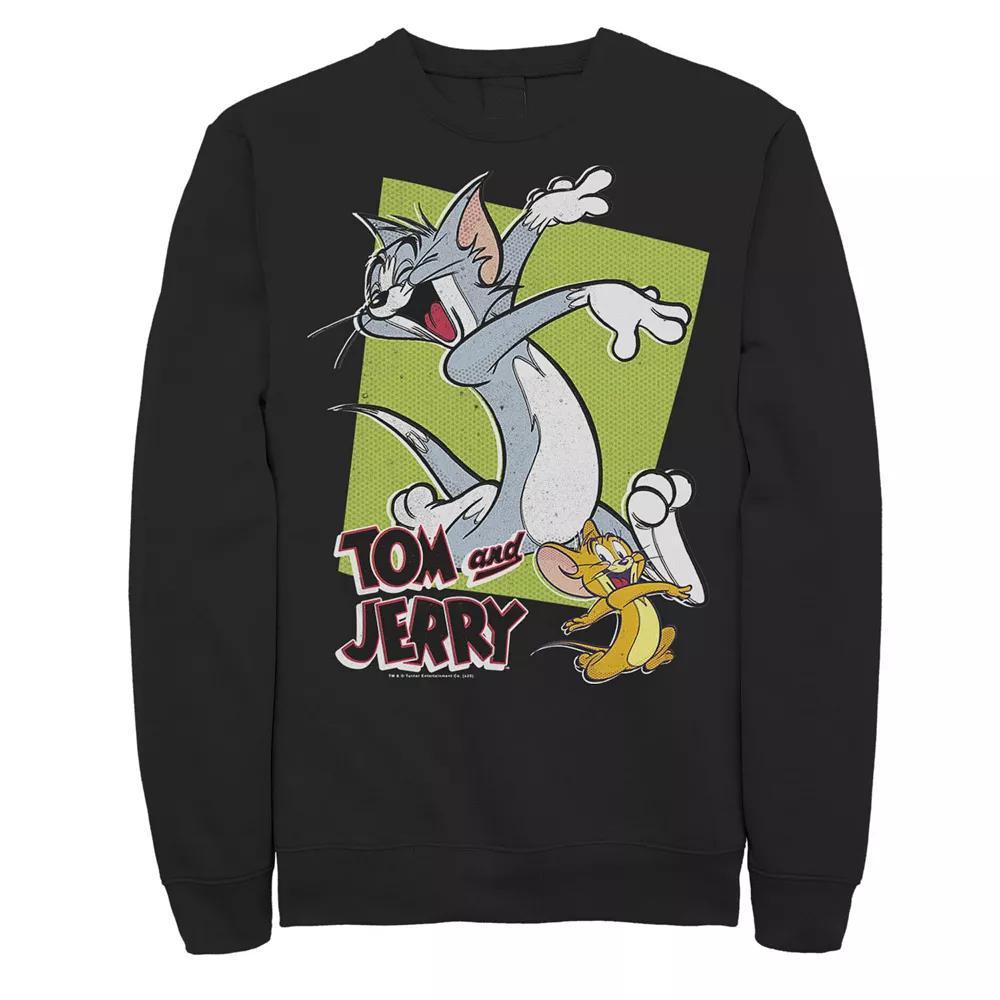 Mens Tom And Jerry Retro Style Green Box Portrait Sweatshirt, Men's, Size: Small, Black Product Image