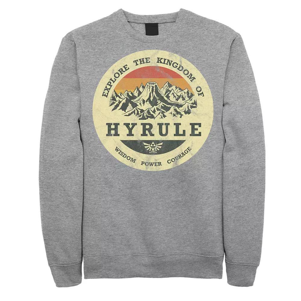Big & Tall The Legend Of Zelda Explore Hyrule Badge Fleece Sweatshirt, Men's, Size: 4XL, Athletic Grey Product Image