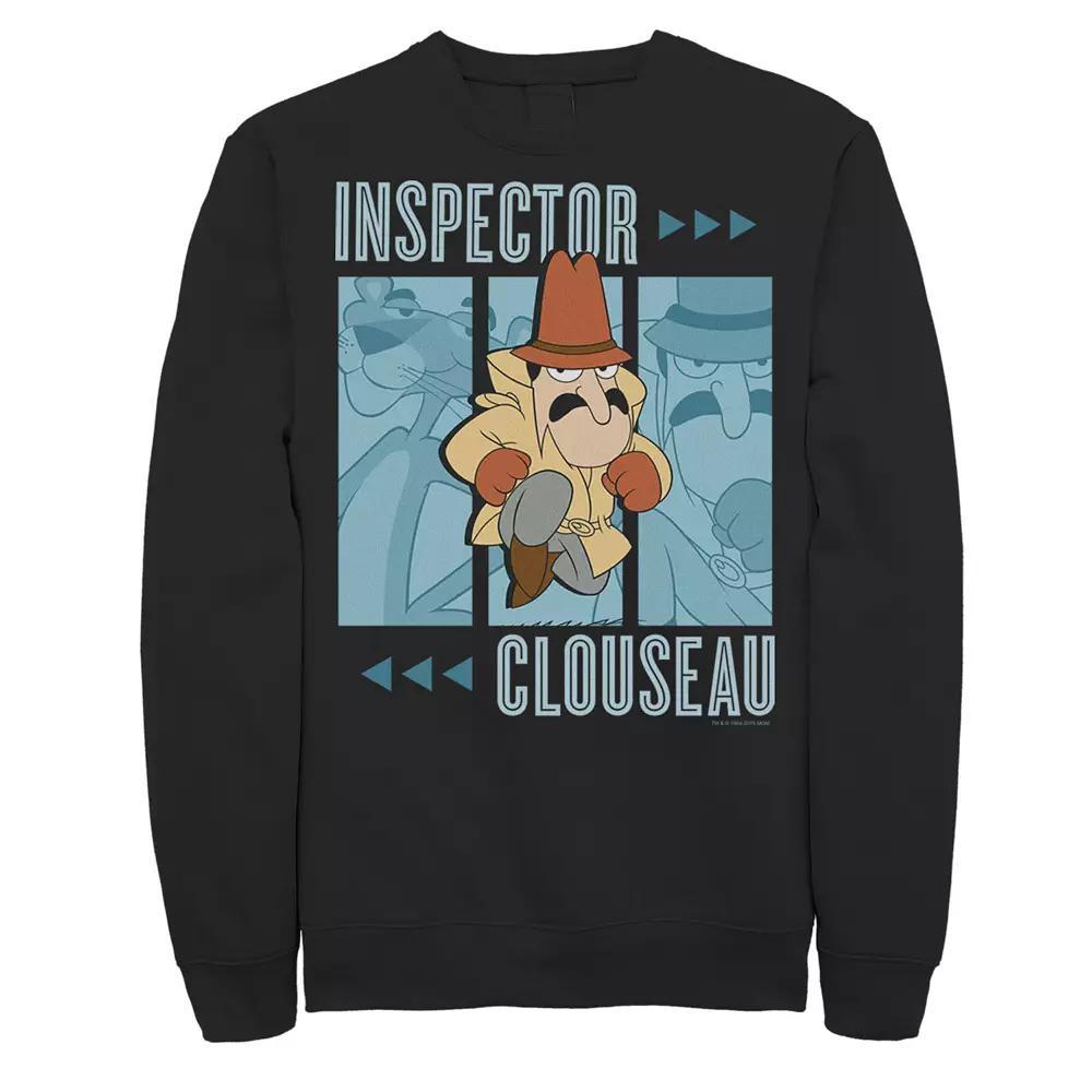 Men's Pink Panther Inspector Clouseau Trio Panels Graphic Fleece Pullover, Size: 3XL, Black Product Image