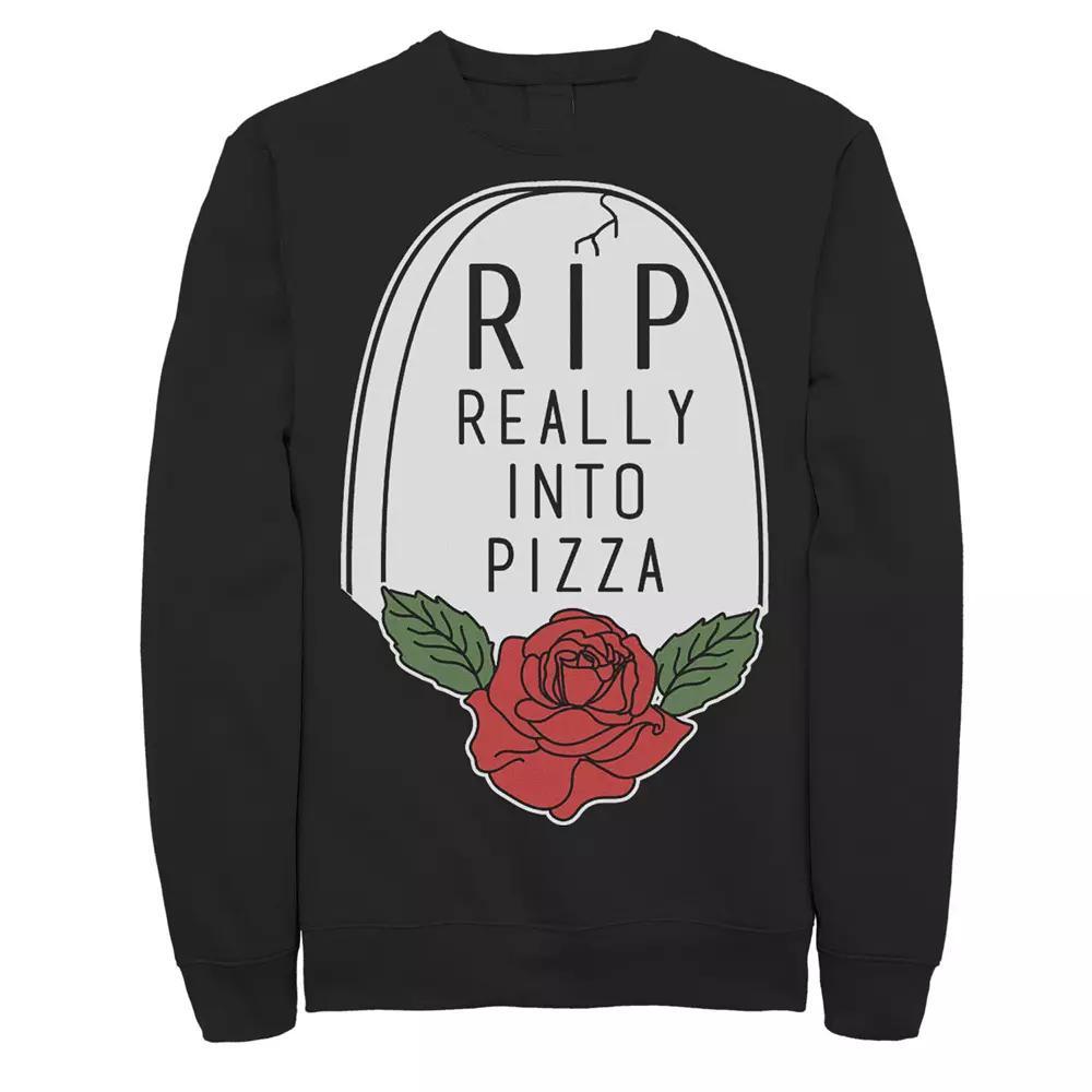 Mens Halloween RIP Really Into Pizza Headstone Sweatshirt, Men's, Size: XL, Black Product Image