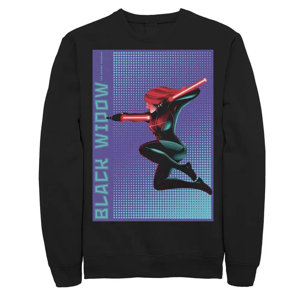 Men's Marvel Black Widow Halftone Pop Art Poster Sweatshirt, Size: Large, Blue Product Image