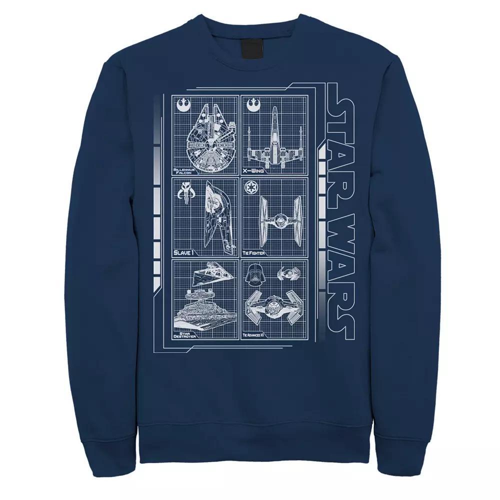 Men's Star Wars Battle Ships Schematic Sweatshirt, Size: Large, Red Product Image