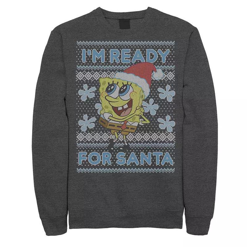 Men's Nickelodeon SpongeBob SquarePants I'm Ready For Santa Ugly Christmas Graphic Fleece Pullover, Size: 3XL, Blue Product Image
