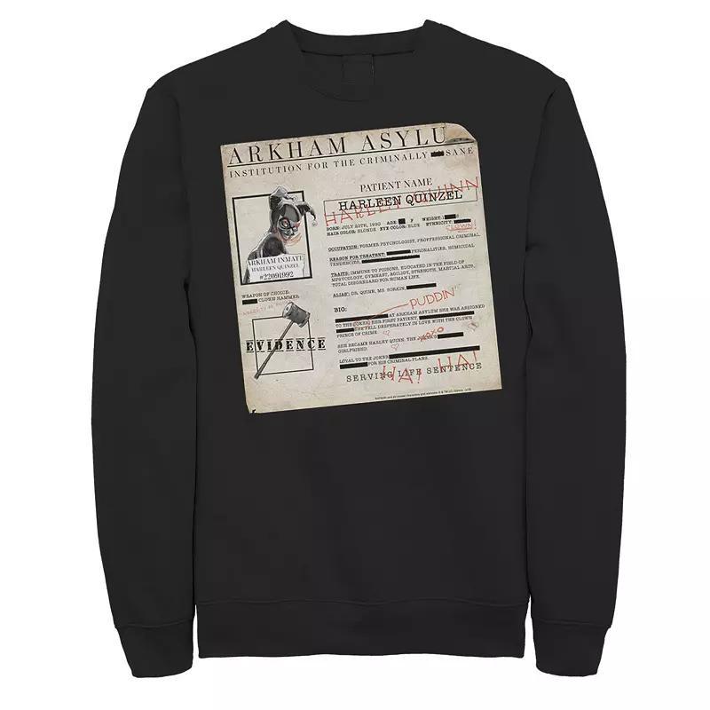 Men's Batman Harley Quinn Akham Asylum Records Sweatshirt, Size: XXL, Athletic Grey Product Image