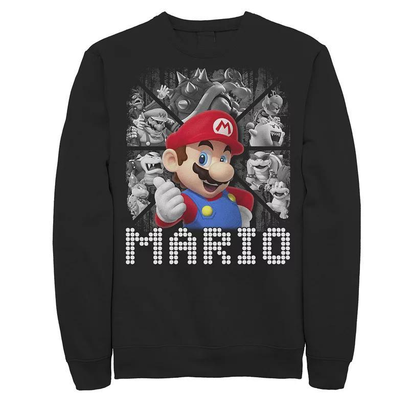 Big & Tall Nintendo Super Mario Bros Characters Background Fleece Sweatshirt, Men's, Size: 4XL Tall, Black Product Image