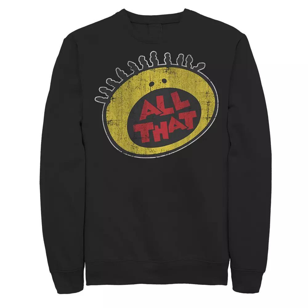 Men's Nickelodeon All That Classic Vintage Face Logo Title Graphic Fleece Pullover, Size: XXL, Black Product Image