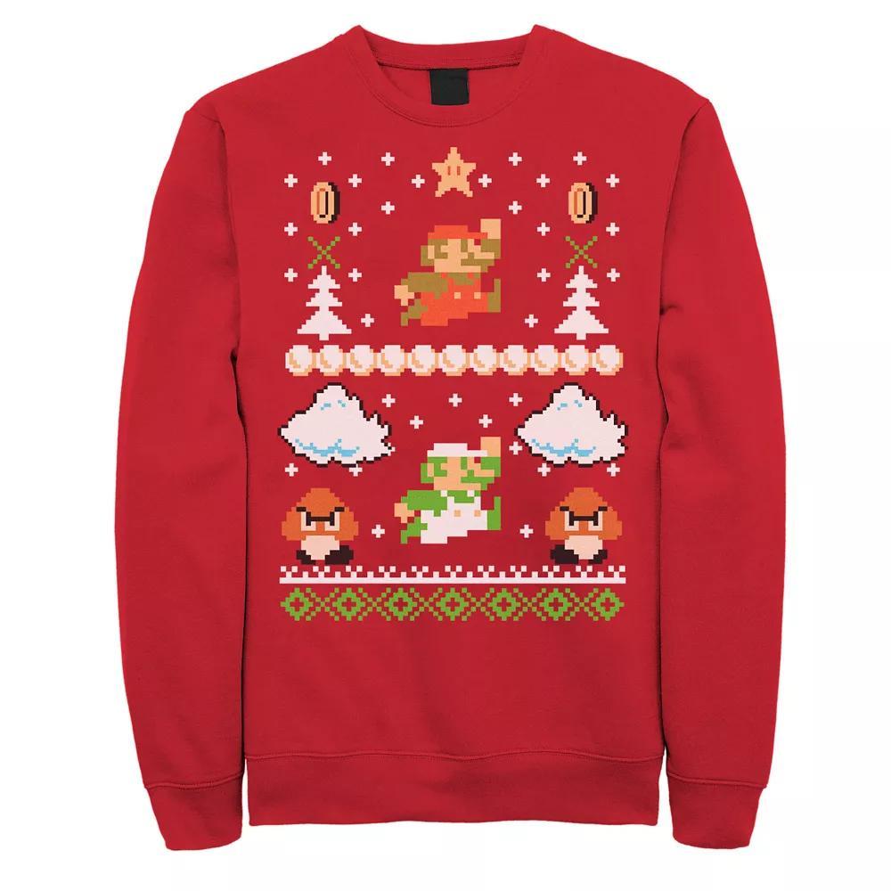 Men's Nintendo Super Mario Ugly Christmas Sweater Sweatshirt, Size: 3XL, Red Product Image