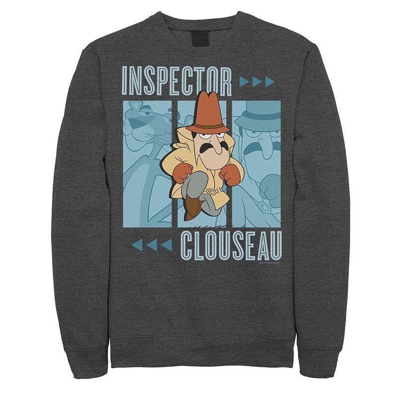 Men's Pink Panther Inspector Clouseau Trio Panels Graphic Fleece Pullover, Size: Medium, Char Product Image
