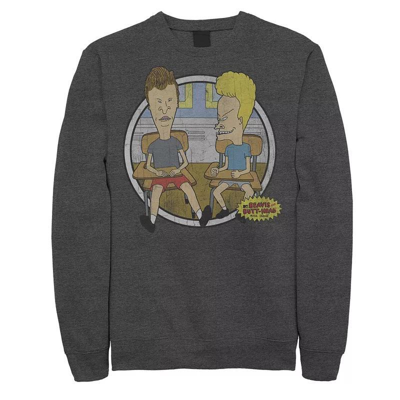 Men's Beavis and Butt-Head Classroom Portrait Sweatshirt, Size: XXL, Grey Heather Product Image