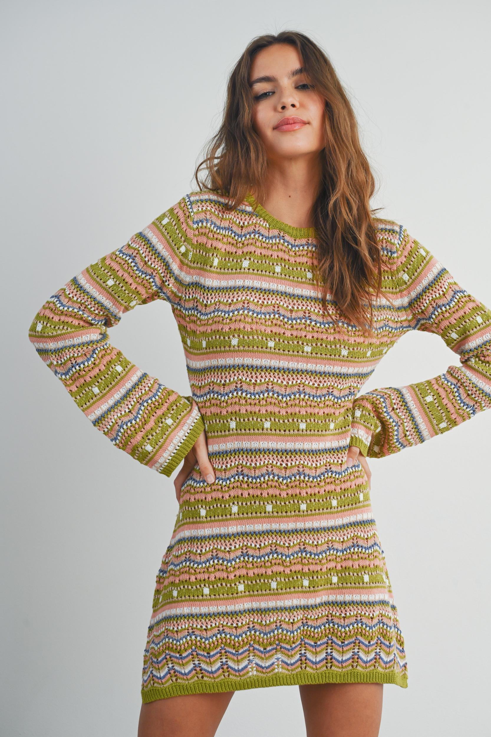 Multicolored Crochet Dress Product Image