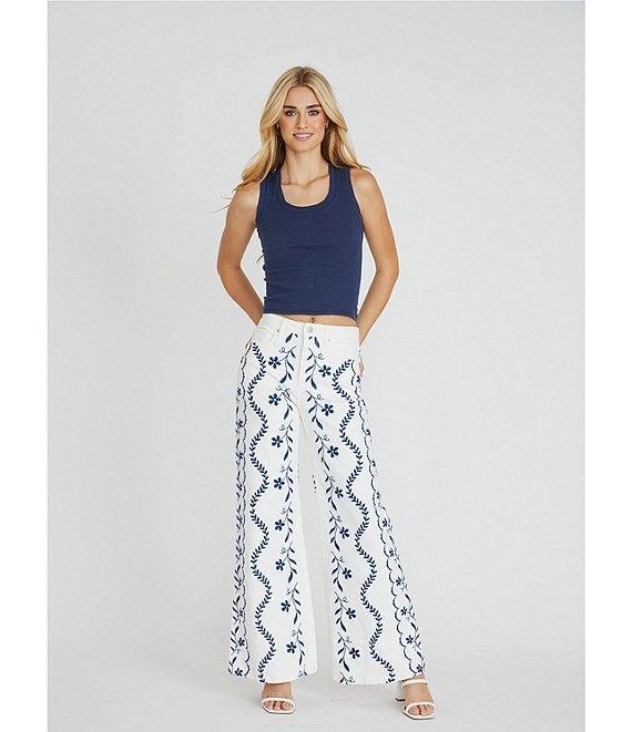 Driftwood Coordinating High Rise Embroidered Wide Leg Pants Product Image