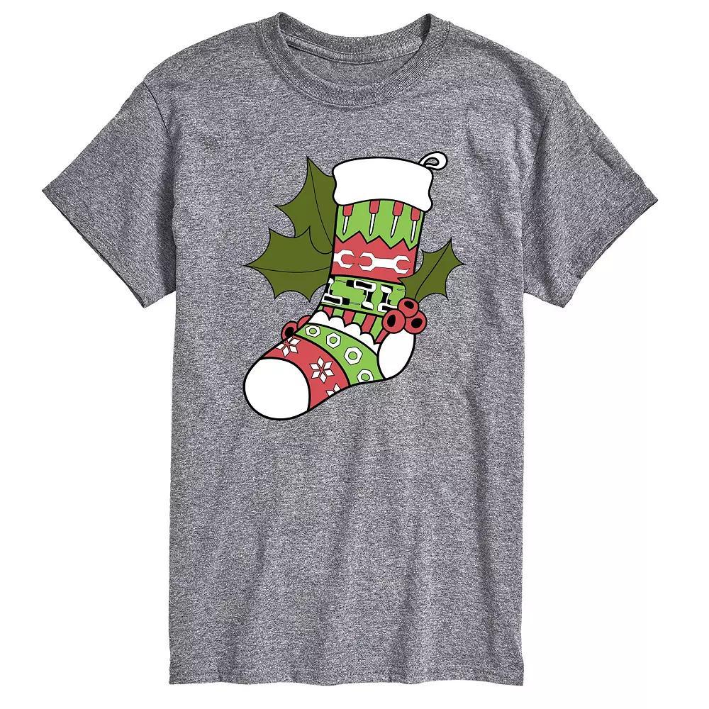 Big & Tall Fair Isle Tool Stocking Graphic Tee, Mens Grey Gray Product Image