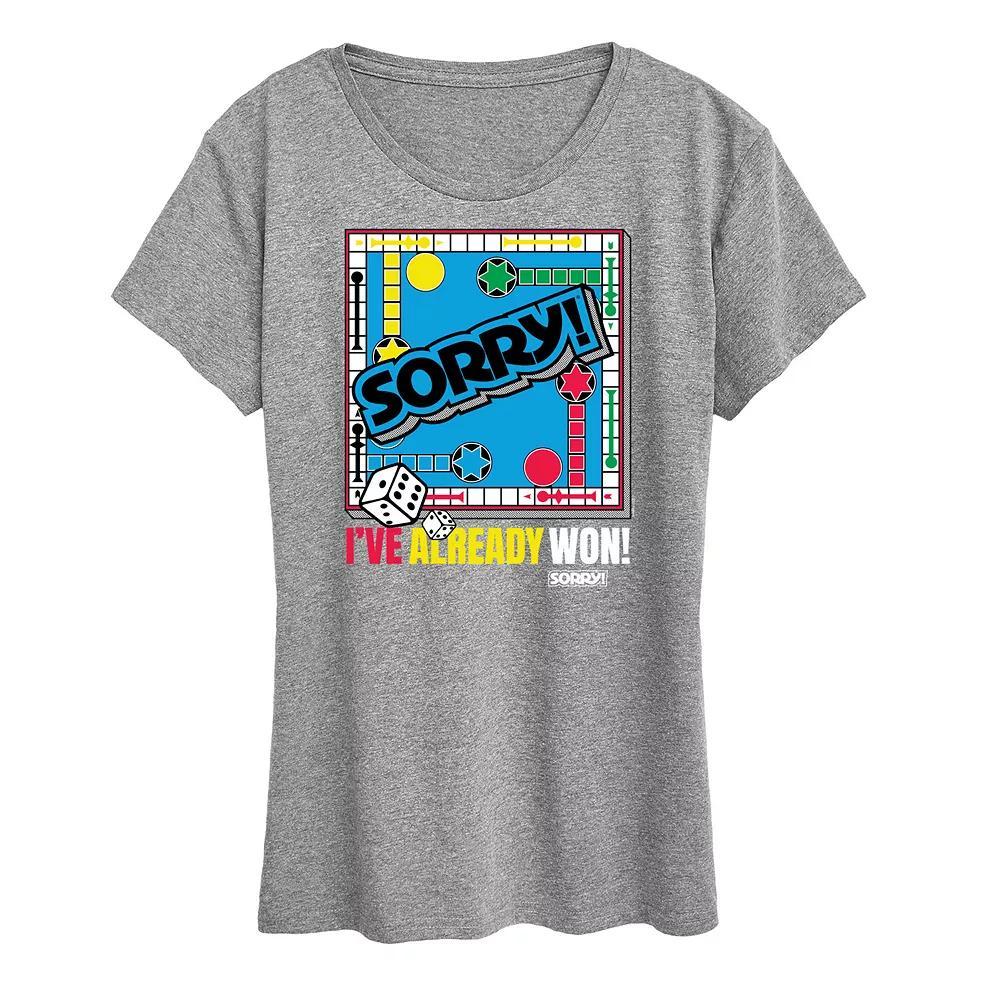 Womens Sorry Ive Already Won Graphic Tee by Hasbro Grey Gray Product Image