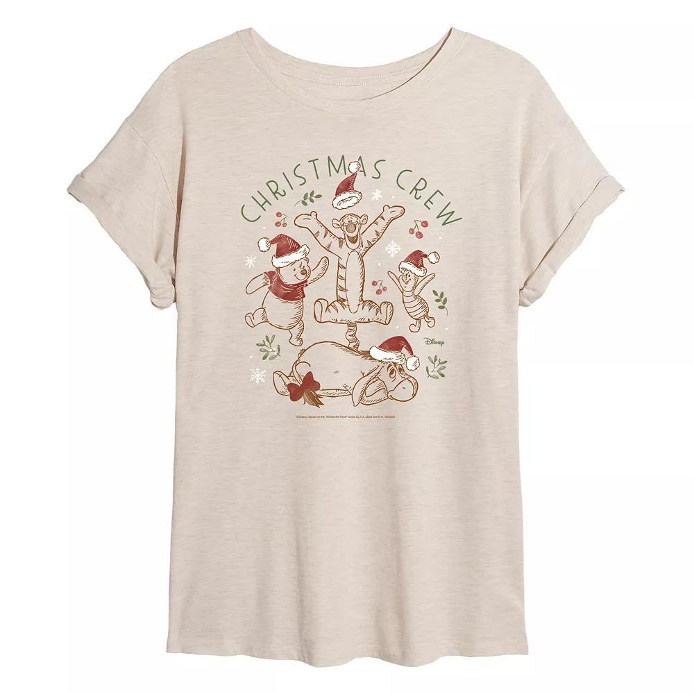 Disney's Winnie The Pooh Women's Christmas Crew Tee, Size: Medium, Beige Product Image
