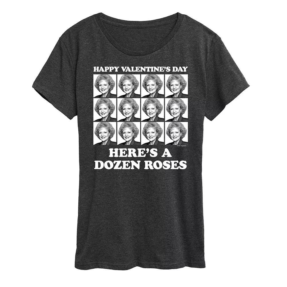 Women's Golden Girls Happy Valentine's Day Roses Graphic Tee, Girl's, Size: XL, Heather Grey Product Image