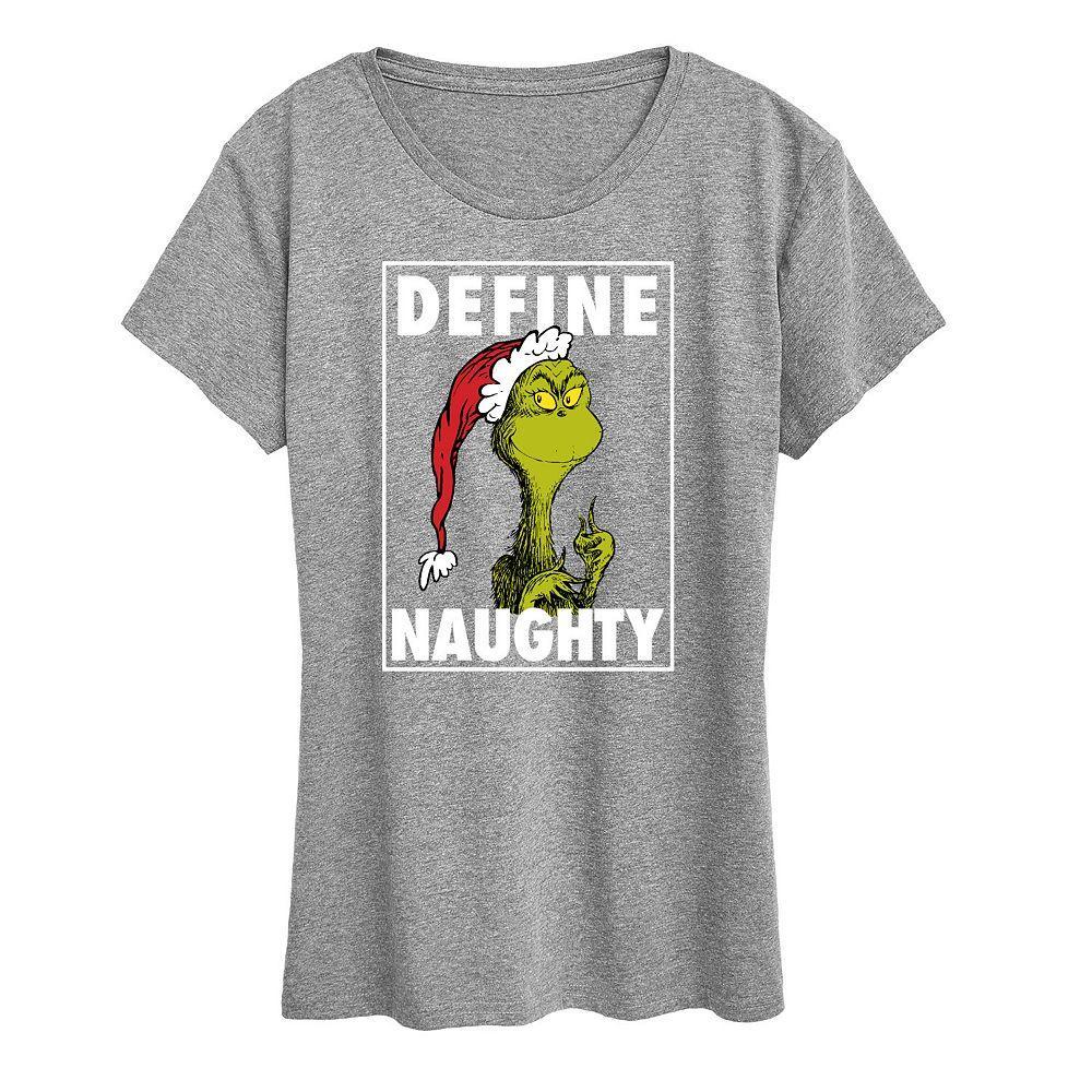 Women's Dr. Seuss The Grinch Define Naughty Graphic Tee, Girl's, Size: XXL, Grey Gray Product Image