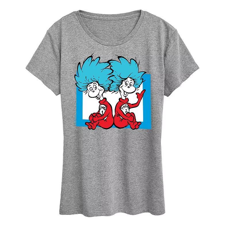 Womens Dr. Seuss Things 1 And 2 Graphic Tee Heather Grey Product Image