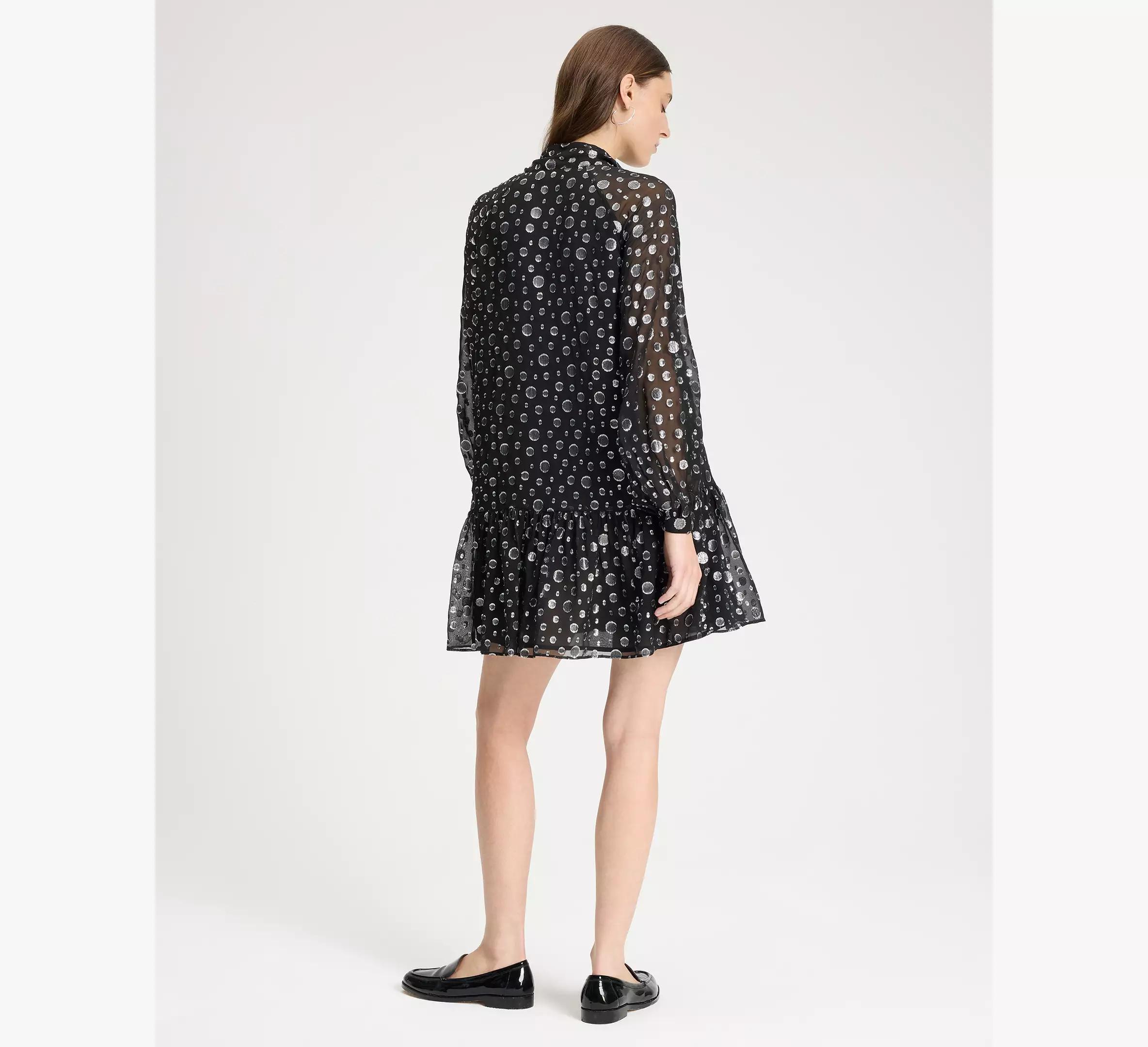 Space Dot Tie-neck Dress Product Image
