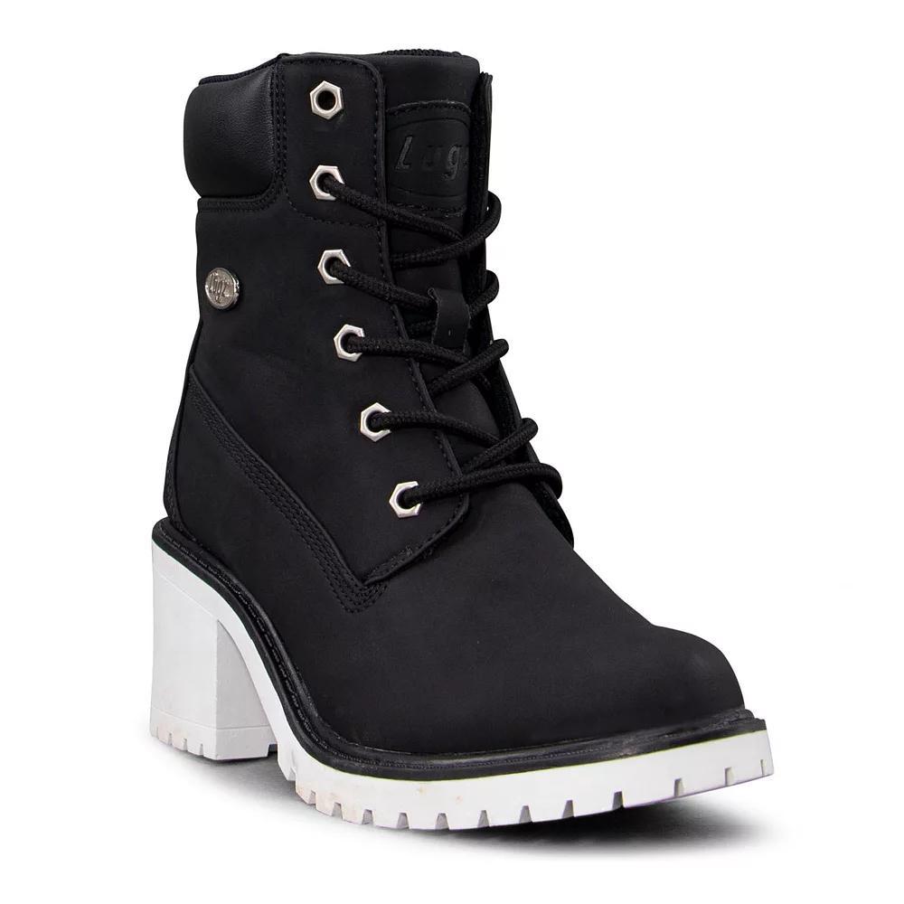 Lugz Clove Women's Heeled Combat Boots, Size: 10, Black White Product Image