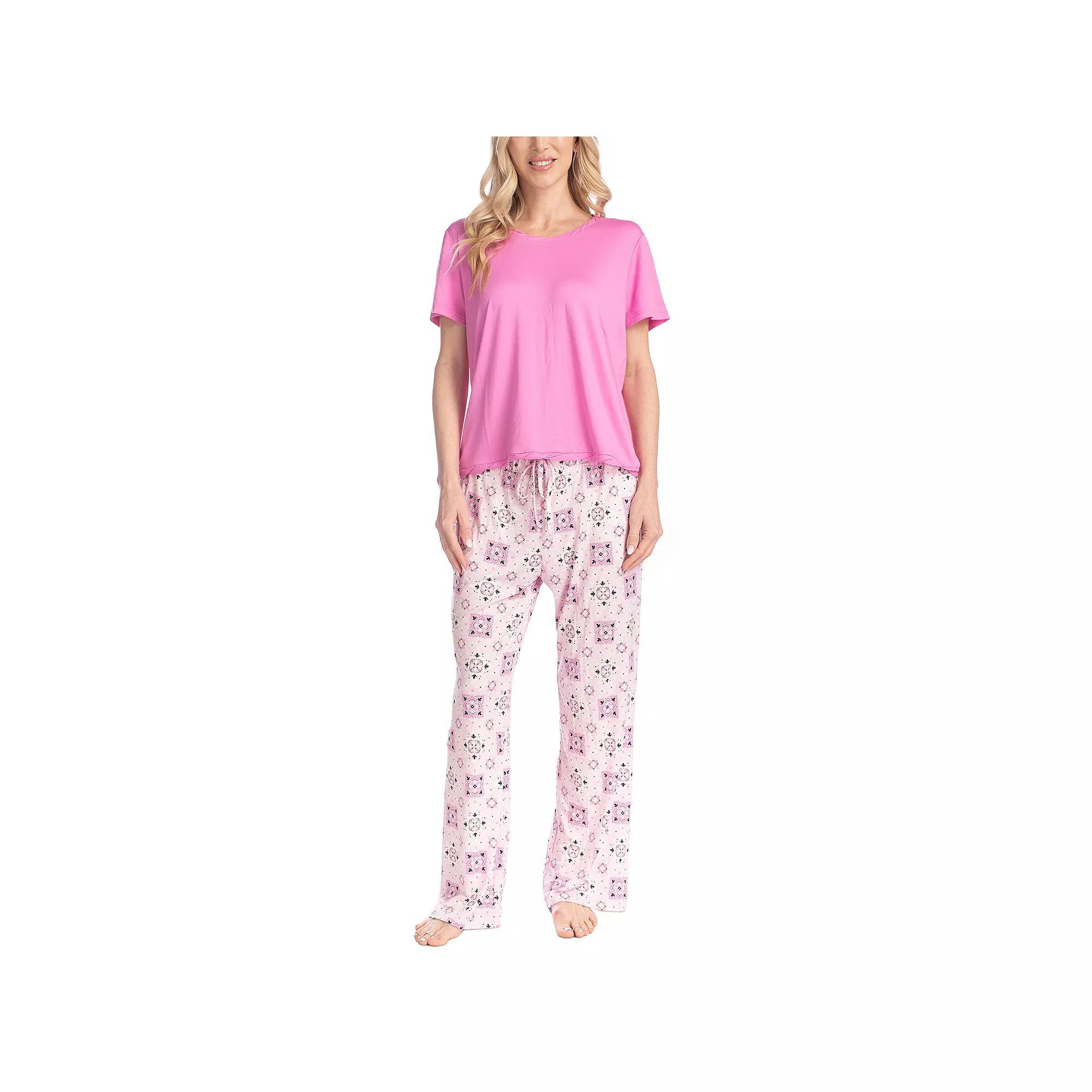 Women's MUK LUKS Garden Party Pajama Top & Pajama Pants Set, Size: Small, Sweet Foulard Product Image