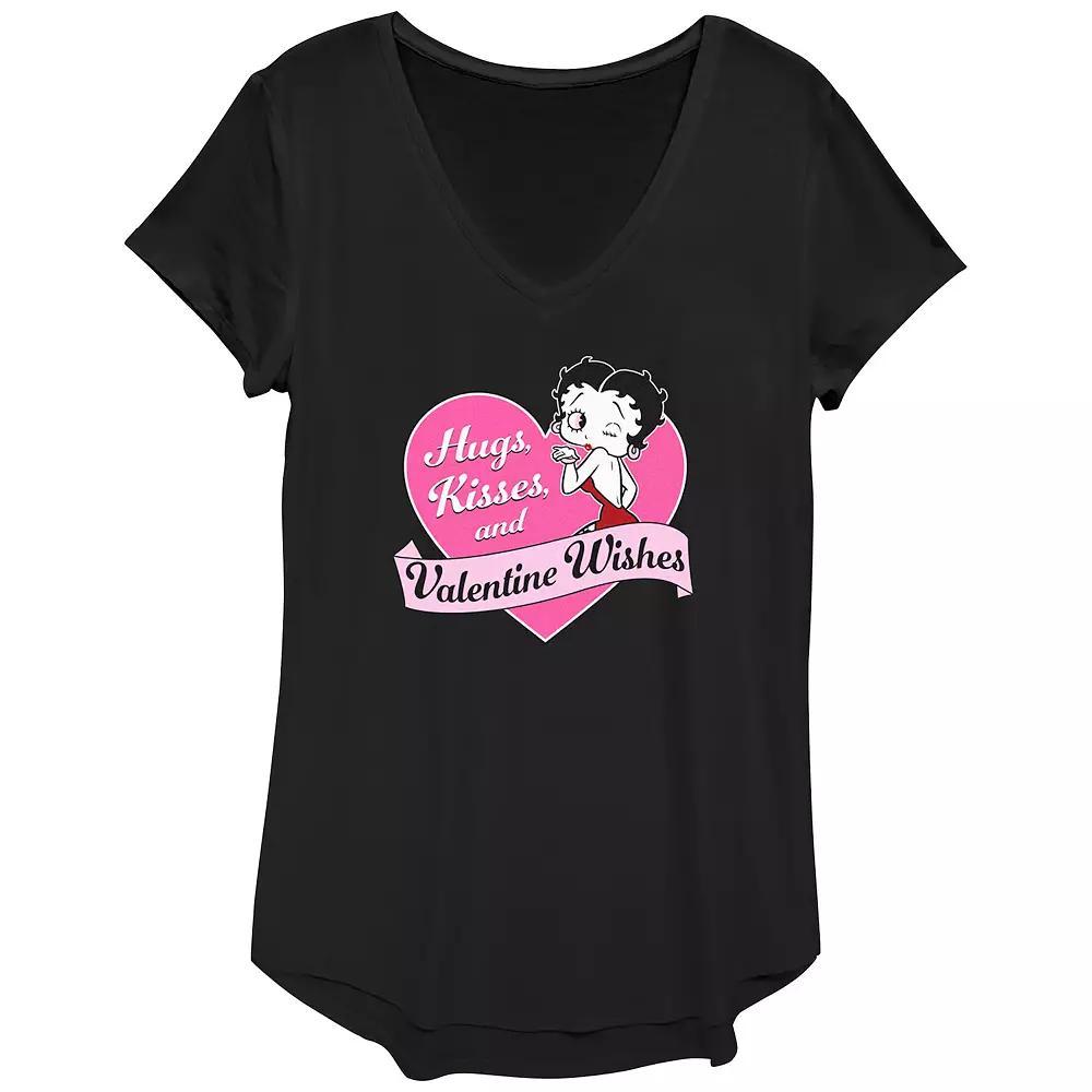 Women's Betty Boop Valentine Wishes Graphic Tee, Girl's, Size: Large, Black Product Image