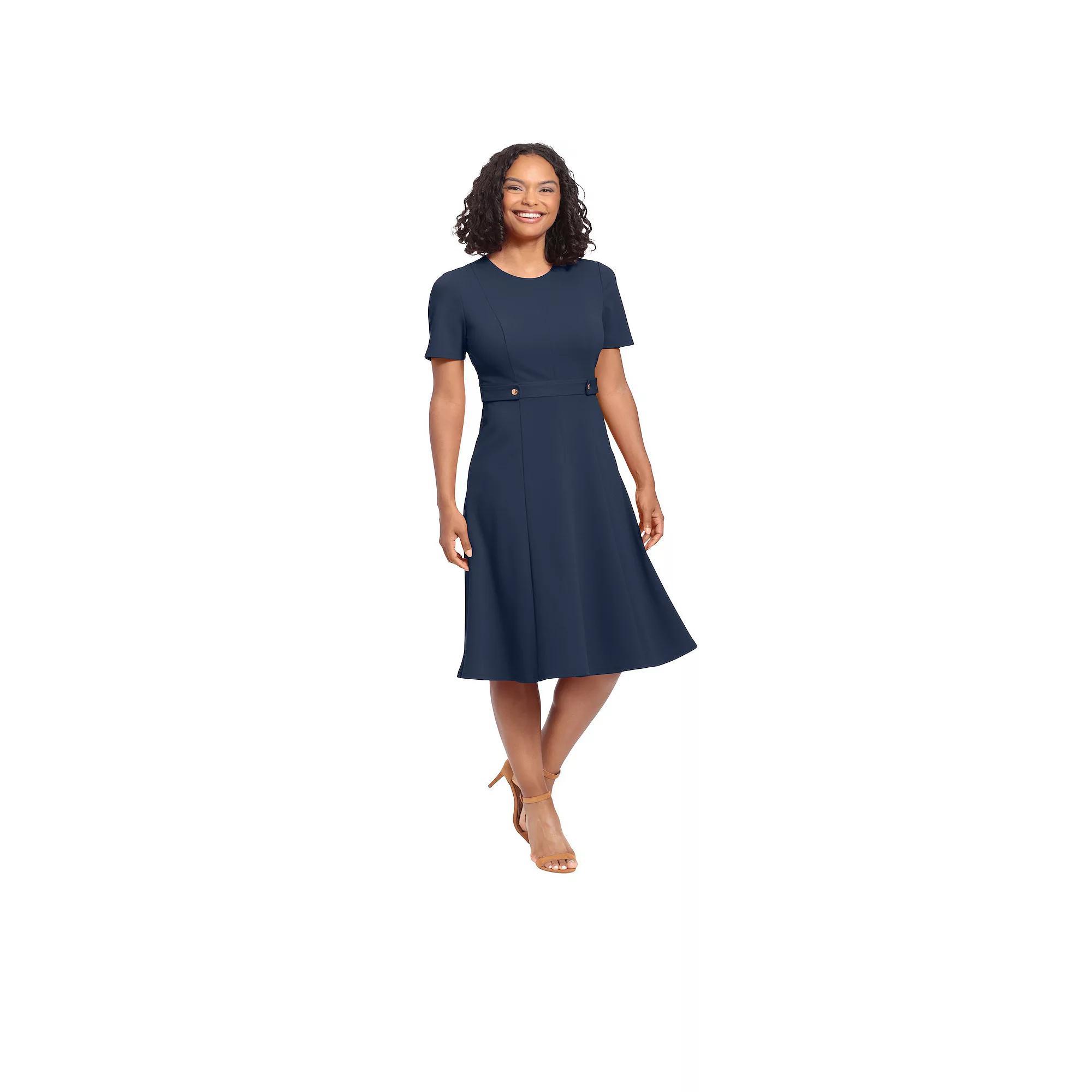 Womens London Times Solid Side Tab Fit & Flare Dress Product Image