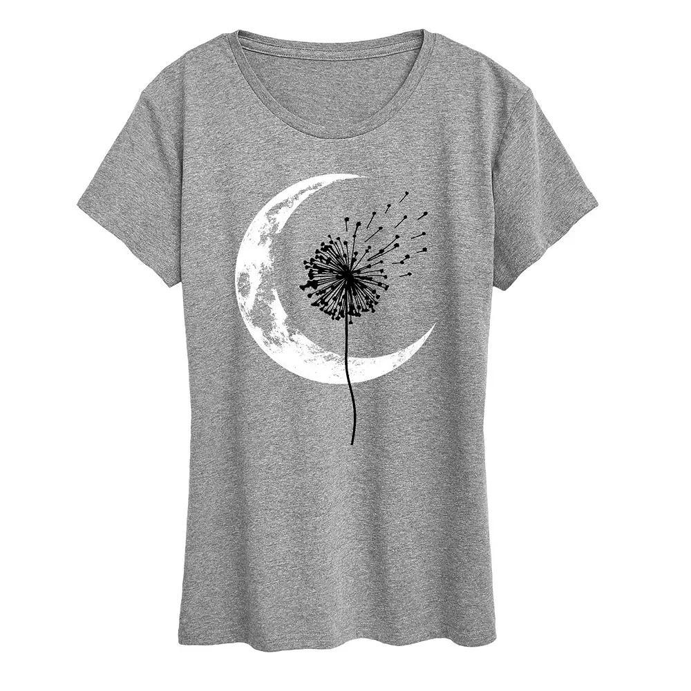 Women's Dandelion Crescent Moon Graphic Tee, Girl's, Size: Small, Grey Grey Product Image
