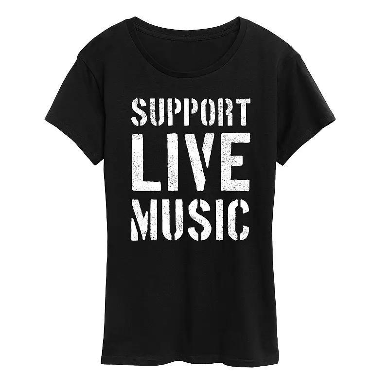 Womens Support Live Music Graphic Tee Grey Blue Product Image