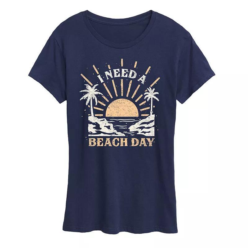 Womens I Need A Beach Day Graphic Tee Grey Blue Product Image