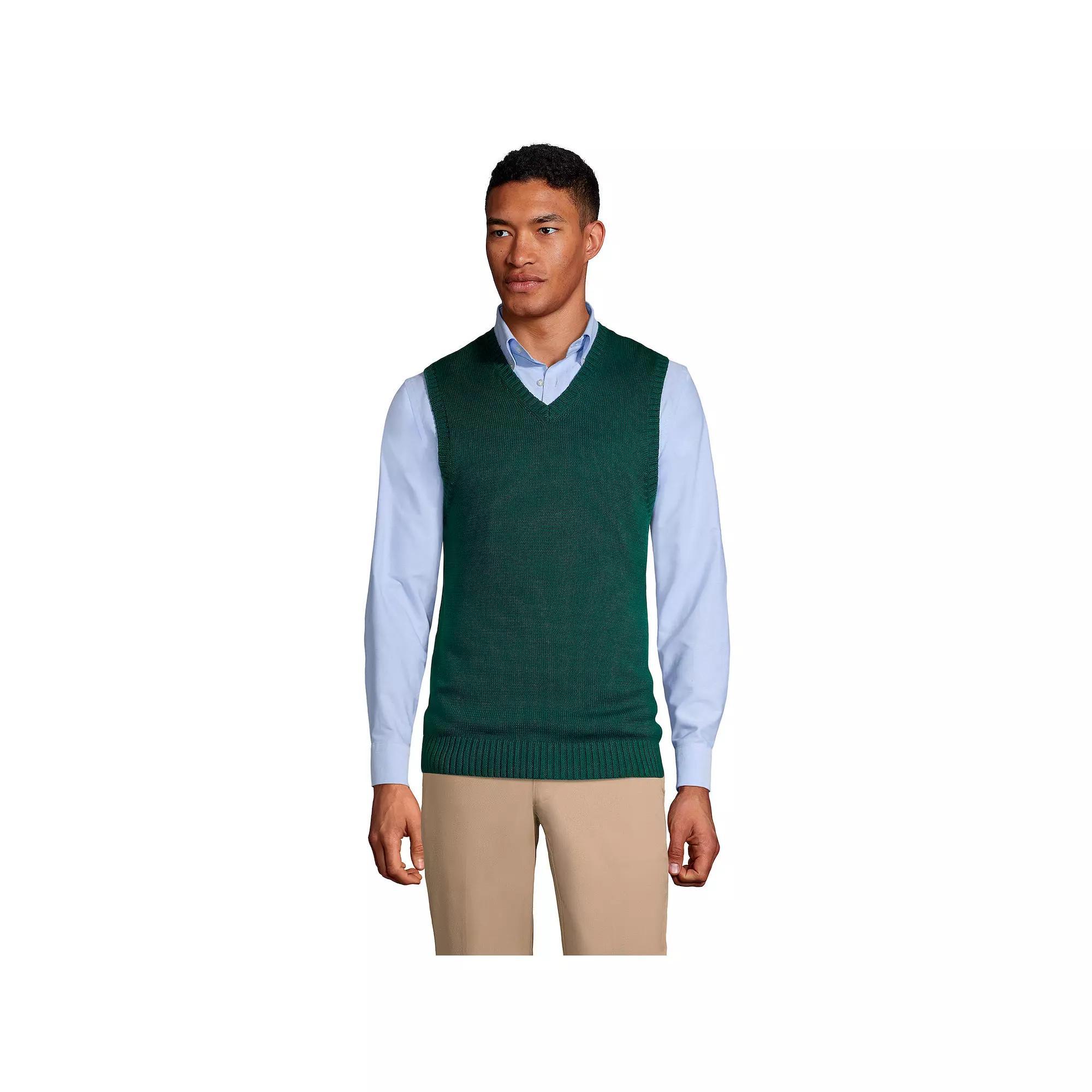 Men's Lands' End Cotton Modal Sweater Vest, Size: Large, Red Product Image