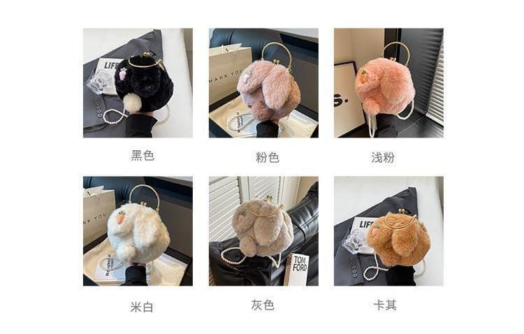 Beaded Strap Rabbit Fluffy Crossbody Bag Product Image