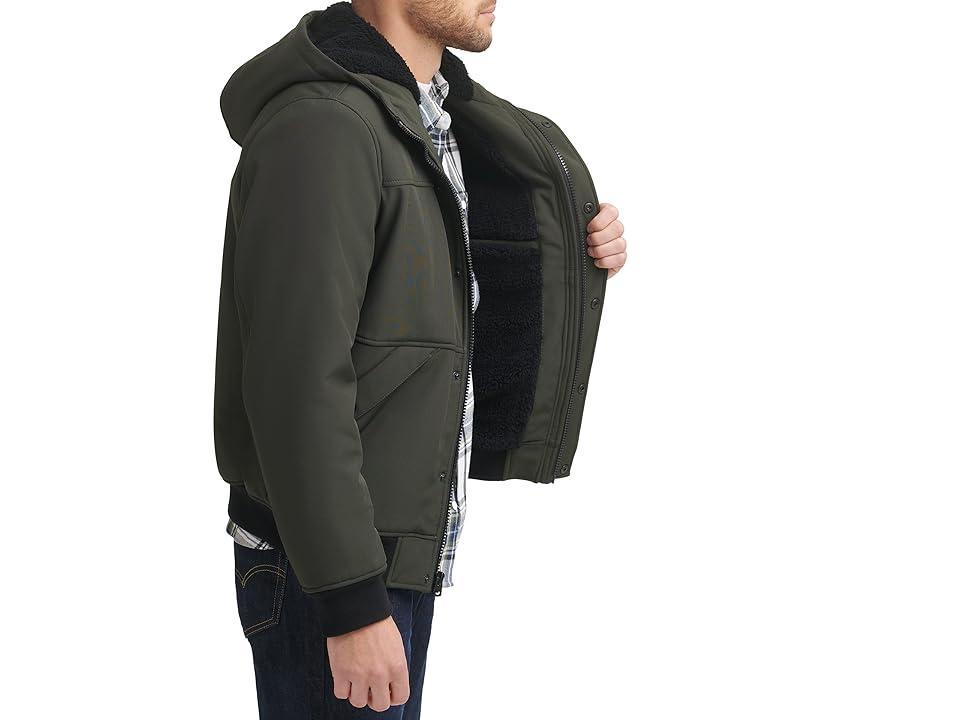 Men's Levi's® Mixed Media Hooded Bomber Jacket, Size: Medium, Green Product Image
