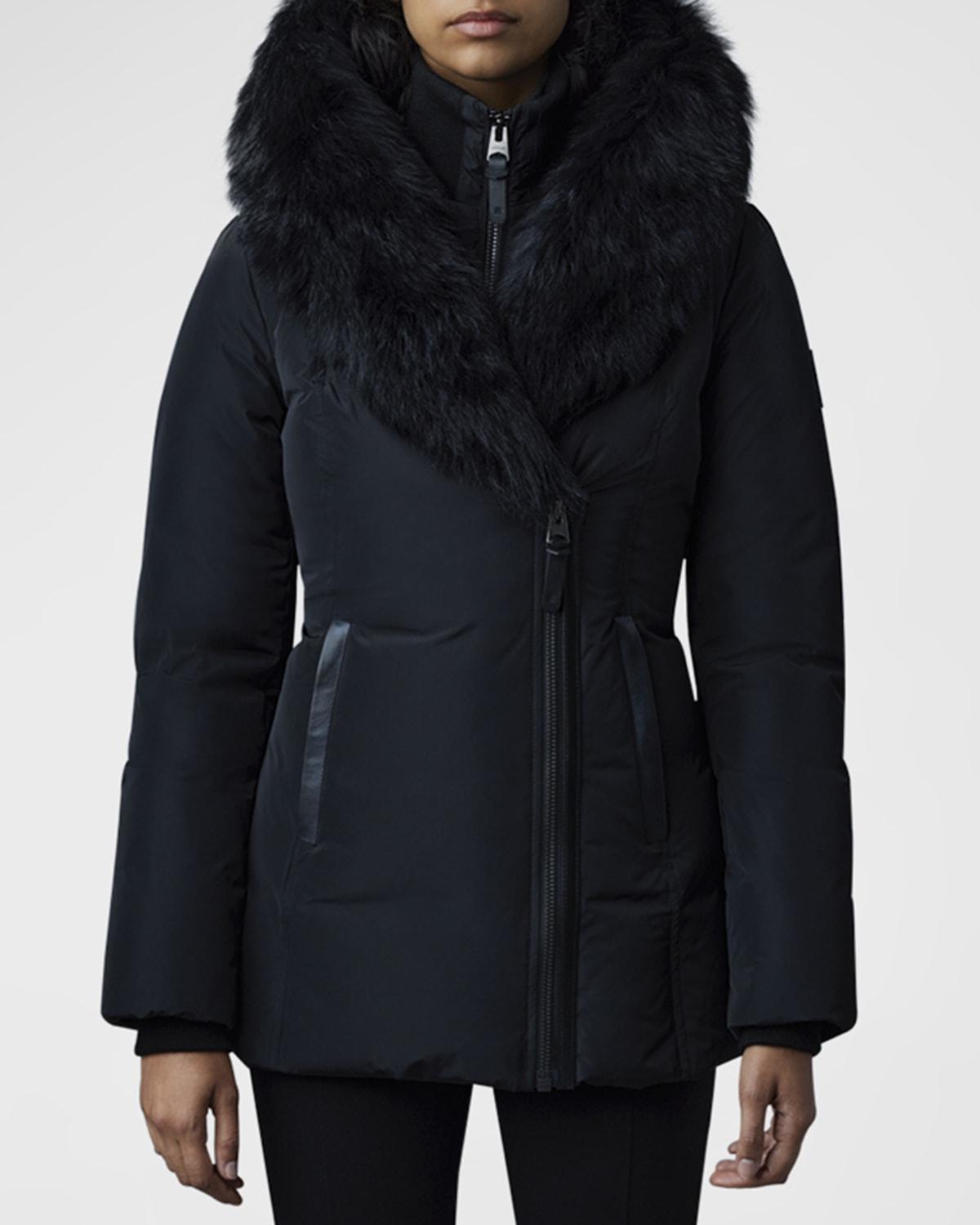 Womens Adali Shearling-Trimmed Down Coat Product Image