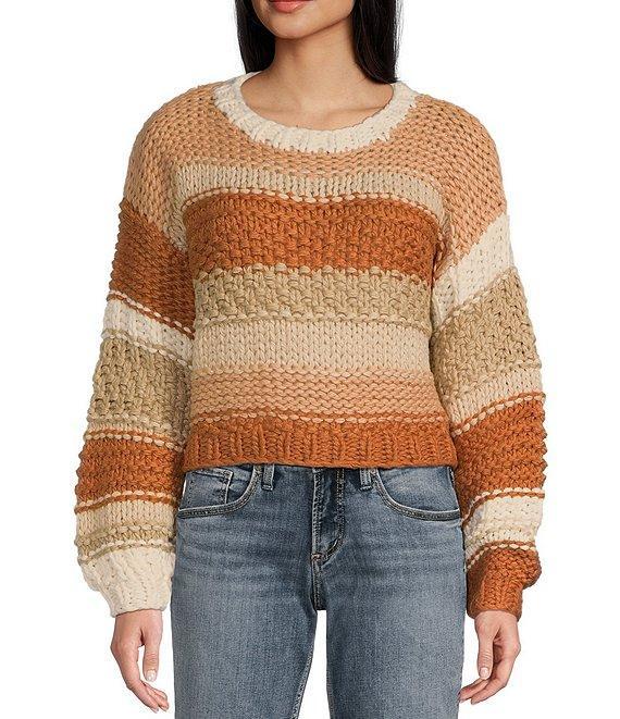 Sadie & Sage Butter Pecan Stripe Chunky Sweater Product Image