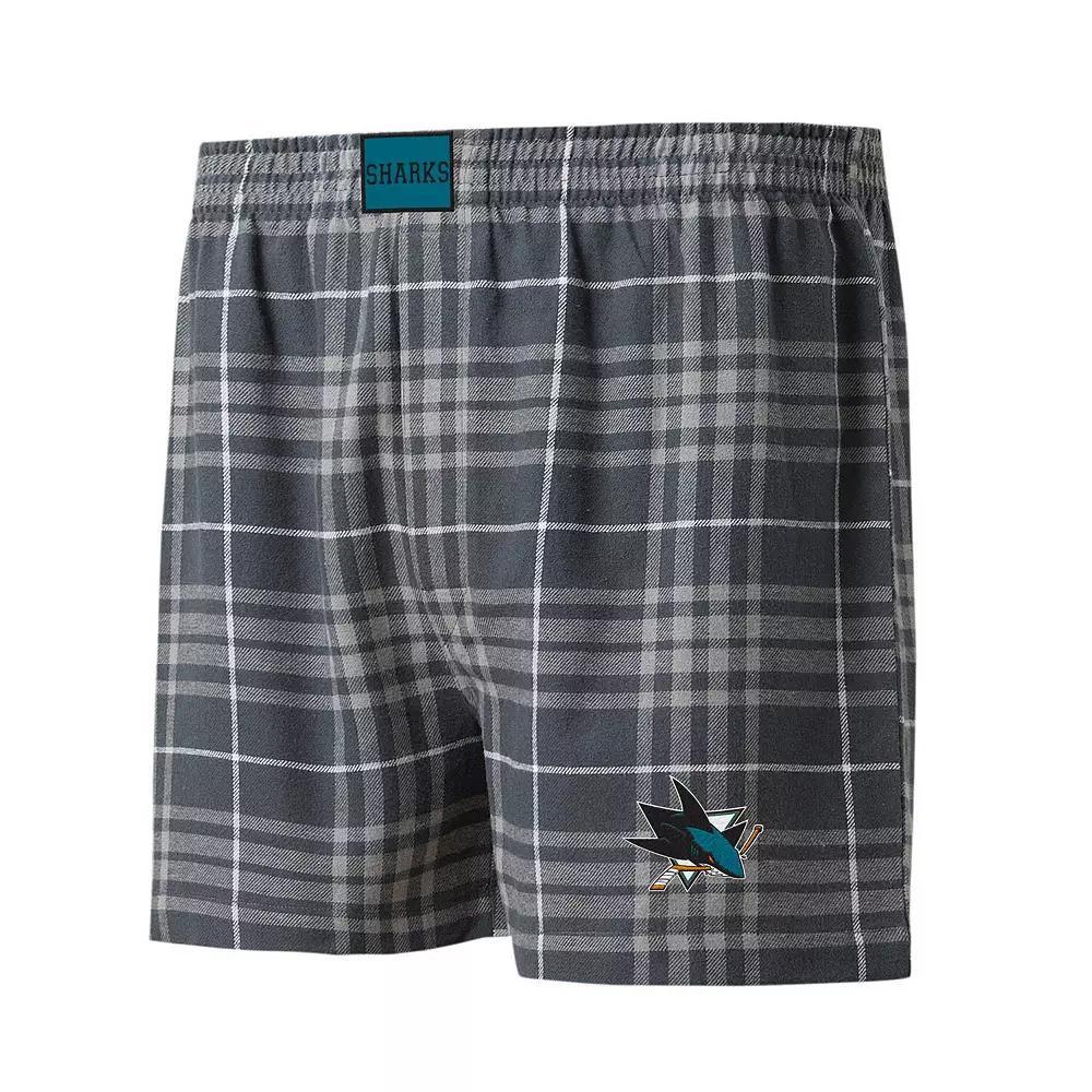 Men's Concepts Sport Charcoal/Gray San Jose Sharks Concord Flannel Boxers, Size: 2XL, Sks Charco Product Image
