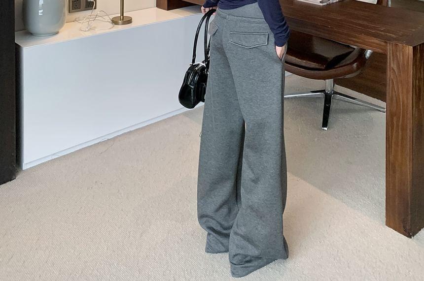Drawstring Waist Plain Wide Leg Sweatpants Product Image