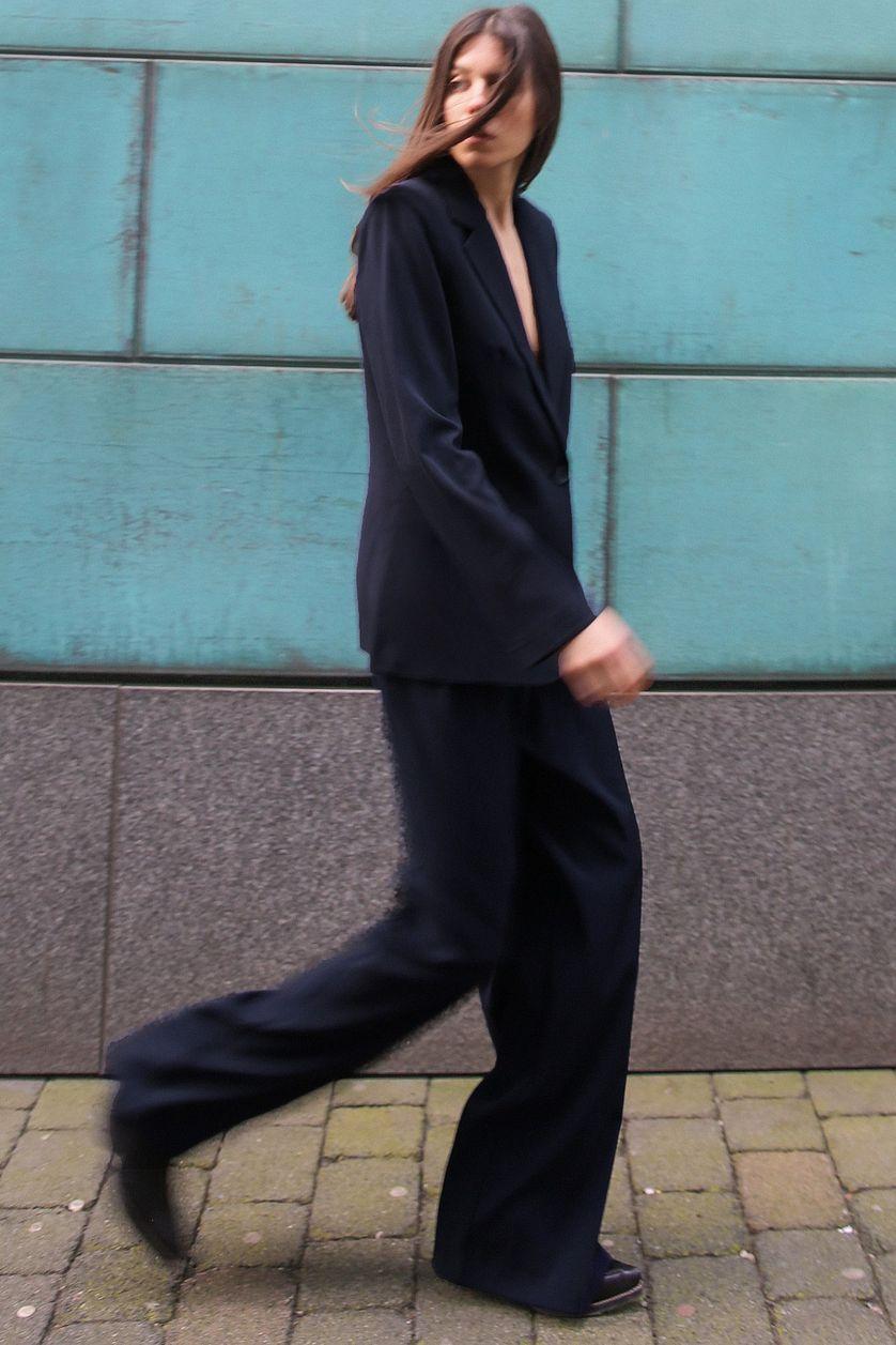 Wide Leg High Waist Suit Pants Product Image