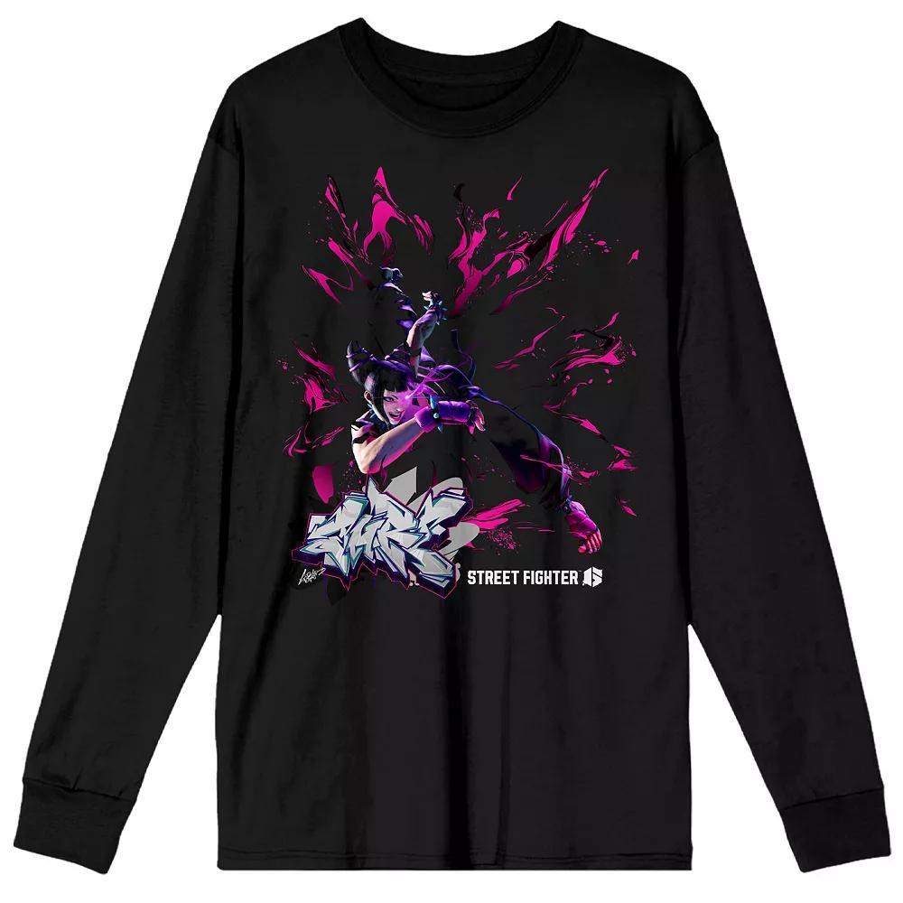 Men's Street Fighter VI Juri Long Sleeve Graphic Tee, Size: Small, Black Product Image