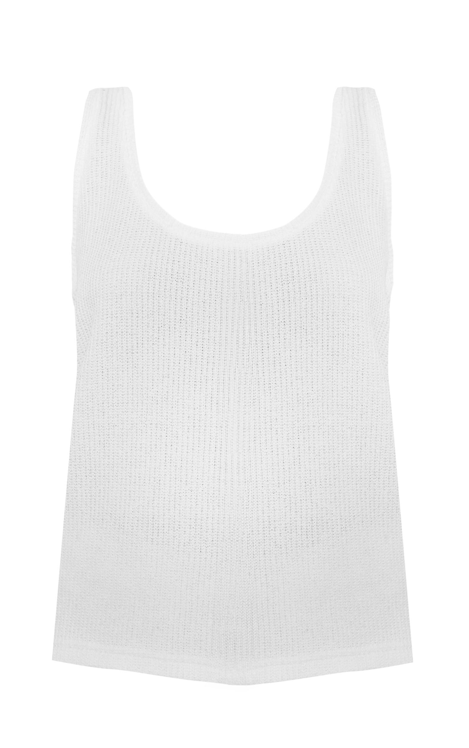 Cream Textured Waffle Scoop Neck Longline Top Product Image