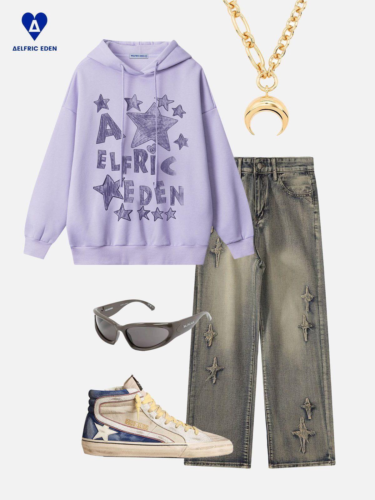 Aelfric Eden Graffiti Star Print Hoodie Product Image