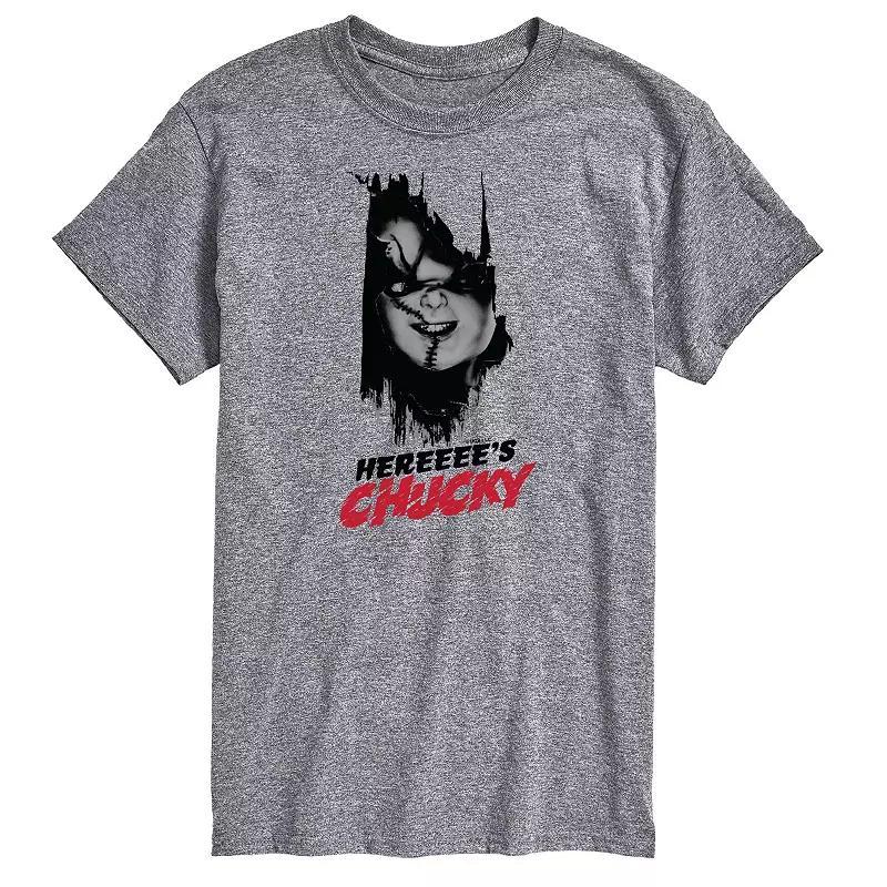 Men's Chucky Here's Chucky Tee, Size: Large, Gray Product Image
